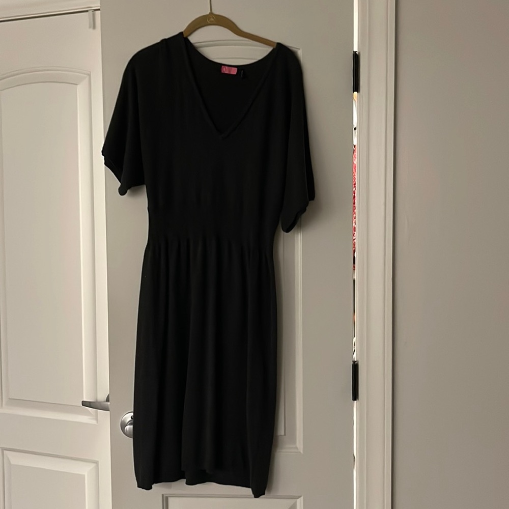 Dress. Dark Gray Cotton 1/2 sleeve winter dress